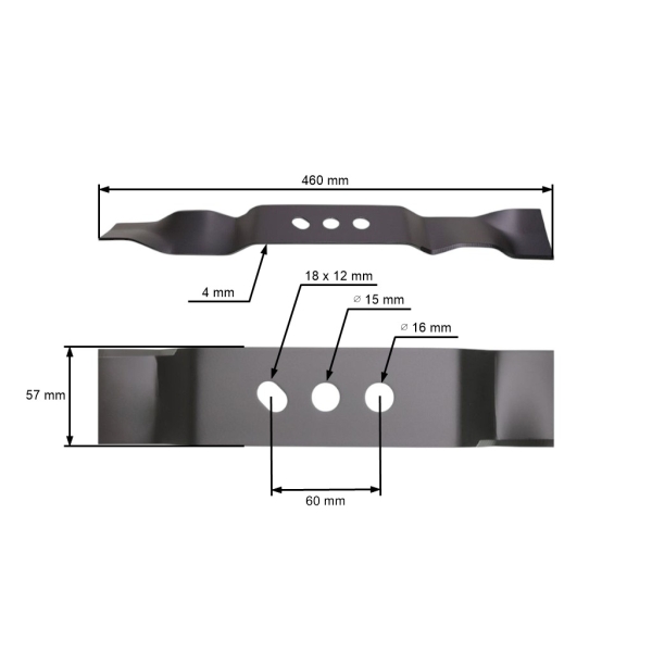 Mulčovací nůž 46 cm (18") pro Čínské motorové sekačky a sekačky z hobbymarketů NAC (OEM C460V S460 S460V S460VY S460-053K)