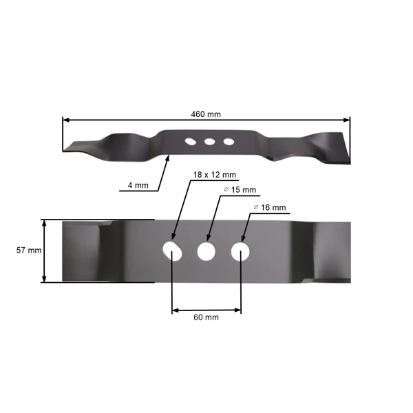 Mulčovací nůž 46 cm (18") pro Čínské motorové sekačky a sekačky z hobbymarketů NAC (OEM C460V S460 S460V S460VY S460-053K)
