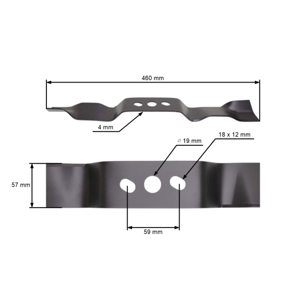 Mulčovací nůž 46 cm (18") pro Čínské motorové sekačky a sekačky z hobbymarketů NAC (OEM WR-480 WR-098N)