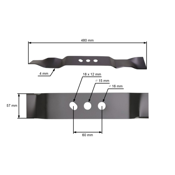 Mulčovací nůž 48 cm (19") pro Čínské motorové sekačky a sekačky z hobbymarketů NAC