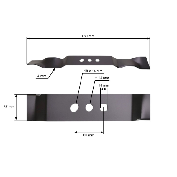 Mulčovací nůž 48 cm (19") pro Čínské motorové sekačky a sekačky z hobbymarketů NAC Krysiak Vega Ursus Hyundai