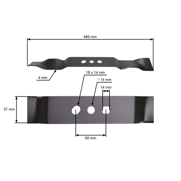 Mulčovací nůž 48 cm (19") pro Čínské motorové sekačky a sekačky z hobbymarketů NAC Krysiak Vega Ursus Hyundai