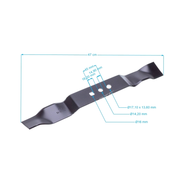 Mulčovací nůž 48 cm (19") pro Čínské motorové sekačky a sekačky z hobbymarketů NAC Krysiak Vega Ursus Hyundai