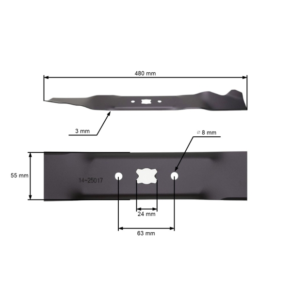 Mulčovací nůž 48 cm (19") pro motorové sekačky MTD (OEM 742-0739 742-04018A)