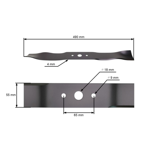 Mulčovací nůž 49 cm (19") pro zahradní traktory Alpina Castel Garden Stiga Iseki Mountfield (OEM 1136-1029-01 82004346/0 18100436/0)