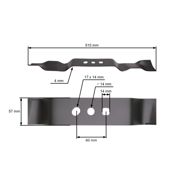 Mulčovací nůž 51 cm (20") pro Čínské motorové sekačky a sekačky z hobbymarketů NAC Krysiak Vega Ursus Hyundai