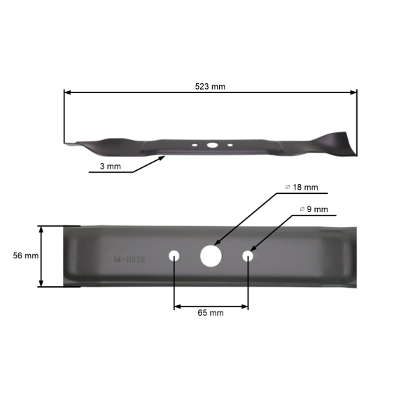 Mulčovací nůž 52,3 cm (21") pro motorové sekačky Castel Garden Stiga Mountfield Alpina (OEM 1810044090 181004409/0)