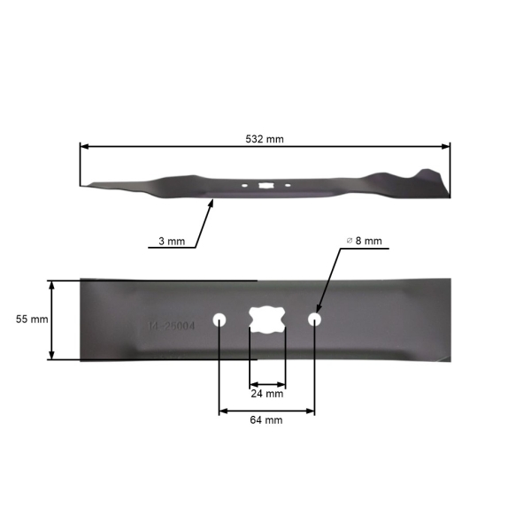Mulčovací nůž 53,2 cm (21") pro motorové sekačky MTD Cub Cadet Efco Oleo-Mac Fleurelle Mac Allister Troy Bilt Yardman (OEM 742-04100 742-0741 742-0741A)