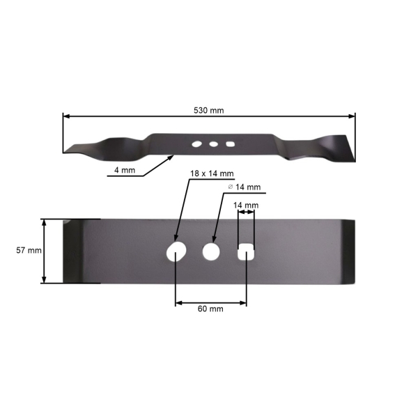 Mulčovací nůž 53 cm (21") pro Čínské motorové sekačky a sekačky z hobbymarketů NAC Krysiak Vega Ursus Hyundai