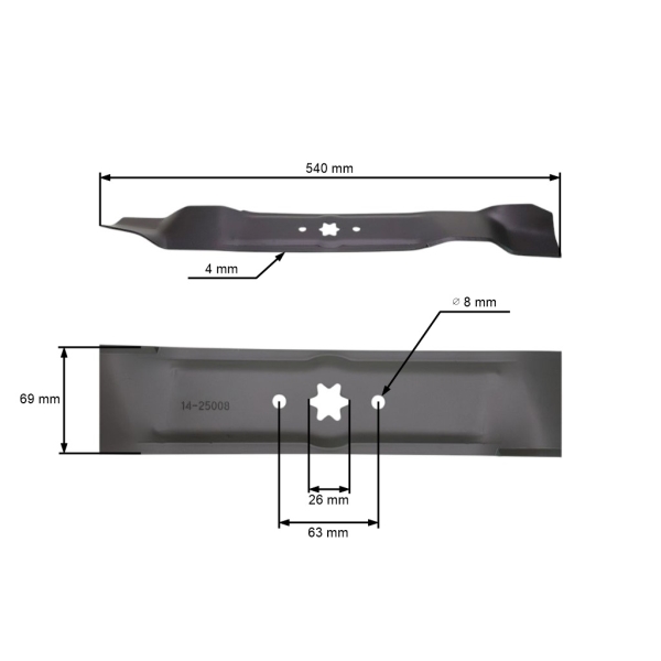 Mulčovací nůž 54 cm (21") pro zahradní traktory MTD Oleo-Mac Bolens Gutbrod Yardman Efco Columbia Wolf (OEM 742-0616 942-0616 742-0416)