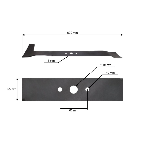 Mulčovací nůž 62 cm (24") pravý pro zahradní traktory Castelgarden Alpina Castel Garden Stiga Honda Viking Iseki (OEM 61517020116 1136103301 CG82004350H0 82004350/0 )