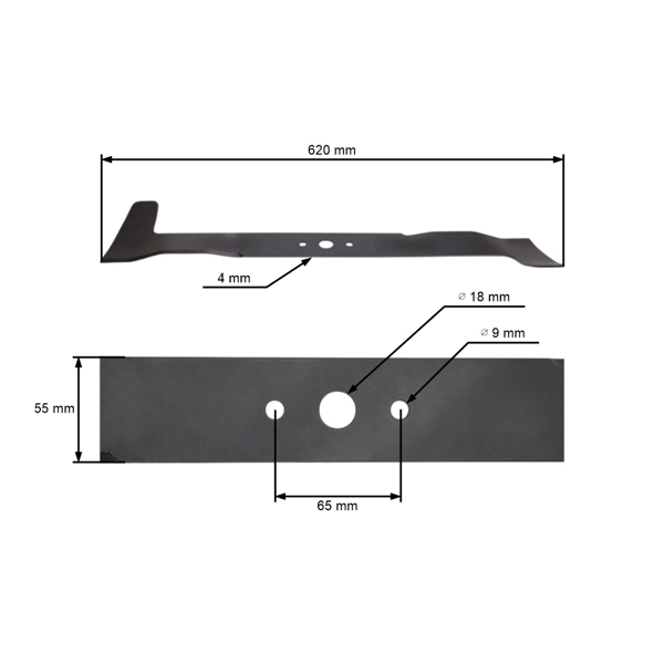 Mulčovací nůž 62 cm (24") pravý pro zahradní traktory Castelgarden Alpina Castel Garden Stiga Honda Viking Iseki (OEM 61517020116 1136103301 CG82004350H0 82004350/0 )