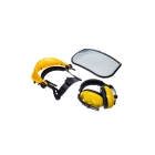 Ochranný sieťkový tvárový štít s chráničmi sluchu