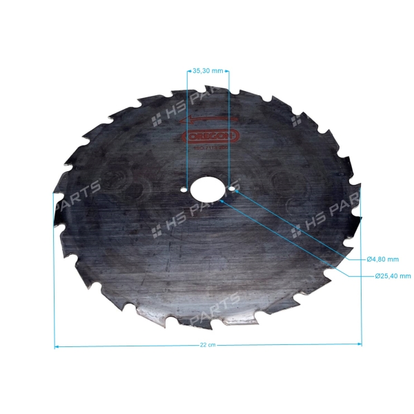 Oregon Maxi ocelový univerzální nůž 24 zubý rozměr 225 mm x 1,8 mm otvor 25,4 mm pro křovinořezy a motorové vyžínače Stihl Husqvarna Partner Jonsered Oleomac Dolmar Makita Honda