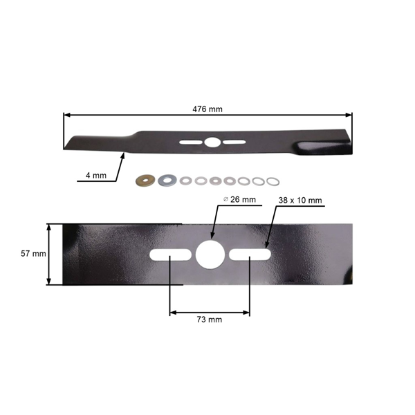 Oregon univerzální rovný žací nůž pro sekačky AL-KO Husqvarna John Deere 47,6 cm s redukčním kroužkem