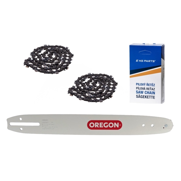 Oregon vodící lišta 140SDEA041 14" (35 cm) 3/8" .050" (1,3 mm) + 2 x HS PARTS pilový řetěz 52 článků hranatý zub pro Partner 350 351 370 P420 Husqvarna T425 E16 E316 E321 Dolmar PS330 PS33 PS34 ES152 Homelite 3300 CS40 Solo 613