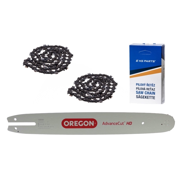Oregon vodící lišta 163SLBA074 16" (40 cm) .325" .063" (1,6 mm) + 2 x HS PARTS pilový řetěz 62 článků hranatý zub pro Stihl 012 021 023 025 MS210 MS230 MS250 MS251