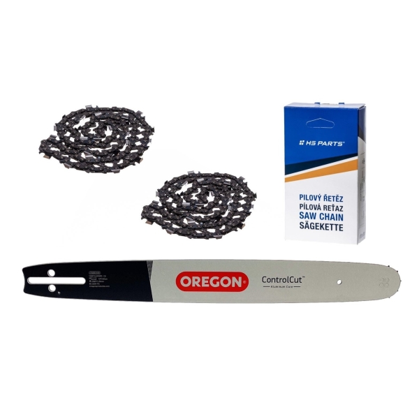 Oregon vodící lišta 188PXLBK095 18" (45 cm) .325" .058" (1,5 mm) + 2 x HS PARTS pilový řetěz 72 článků hranatý zub pro Husqvarna 36 45 55 136 154 254 257 262 345 346 357 435 445 460 Jonsered 2054 2152 2155 CS2149W Dolmar 109 111 112 116