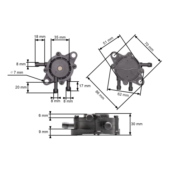 Palivové čerpadlo pro motory Briggs & Stratton (OEM 491922 691034 692313 808492 808656)