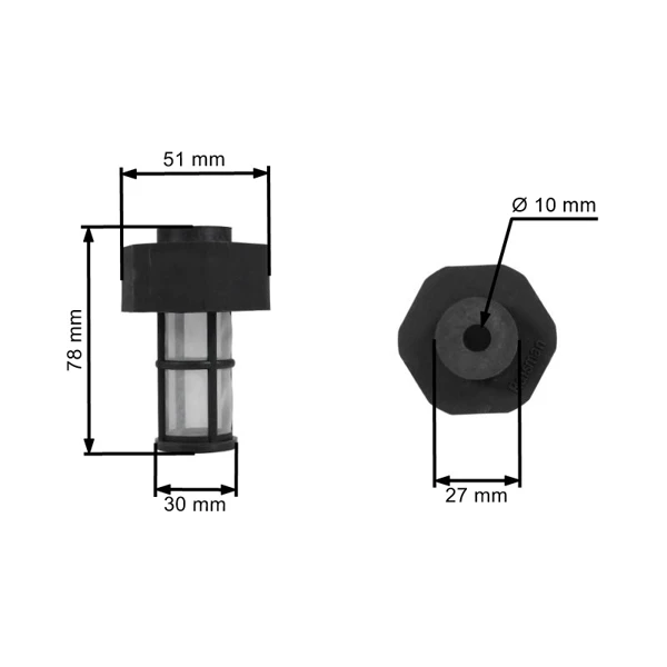 Palivový filtr pro motory Wacker Neuson BS50-2 BS50-2i BS50-4As BS50-4s BS60-2 BS60-2i BS60-4As BS60-4s BS65-V BS70 BS70-2i BS500 BS500-oi BS600 BS650 BS700 BS700 (OEM 0155079)