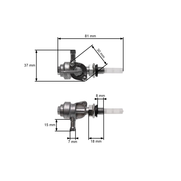 Palivový ventil s filtrovým závitom M10 x 1,25