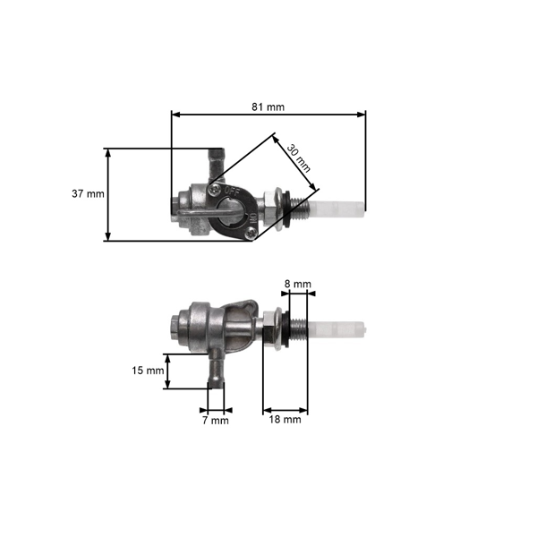 Palivový ventil s filtrovým závitom M10 x 1,25
