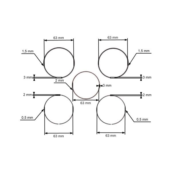Piestne krúžky pre motory Honda GX160 GXV160 68 mm (OEM 13010-ZF1-023 13010-ZL0-003)