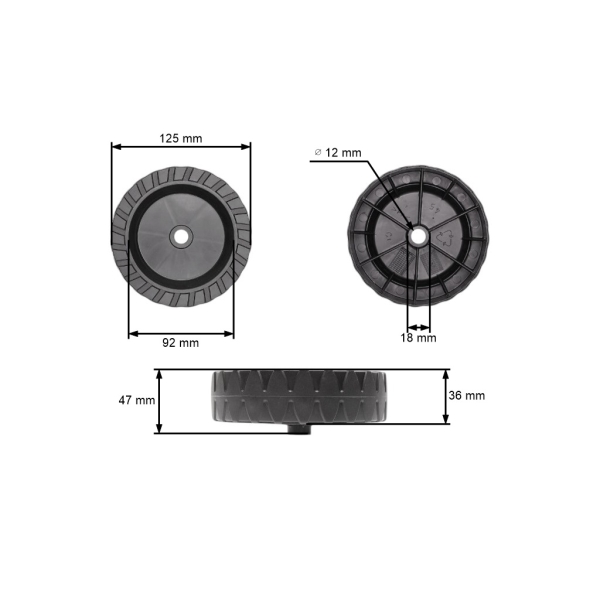 Plastové kolo pro elektrické sekačky Castel Garden K350 P350 (OEM 22686081/0)