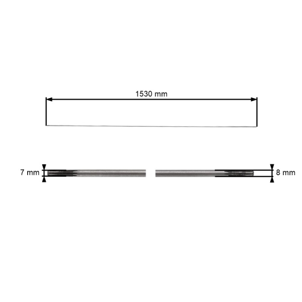 Poháněcí hřídel pro Čínské křovinořezy a křovinořezy z hobbymarketů rozměr 1530 mm x 8 mm x 9 zubů