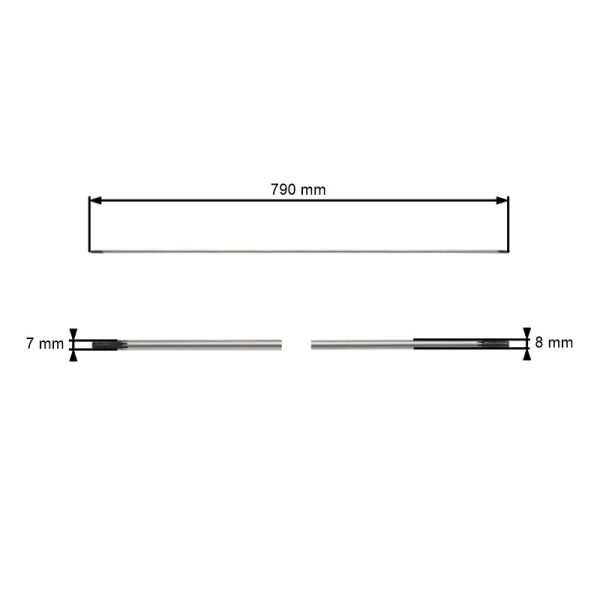 Poháněcí hřídel pro Čínské křovinořezy a křovinořezy z hobbymarketů rozměr 790 mm x 8 mm x 9 zubů