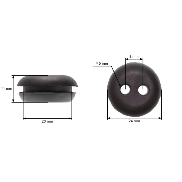 Priechodka palivovej nádrže pre motorové píly, krovinorezy a iné záhradné zariadenia 19,5 mm výška 11,0 mm otvor na hadičky 4,50 mm