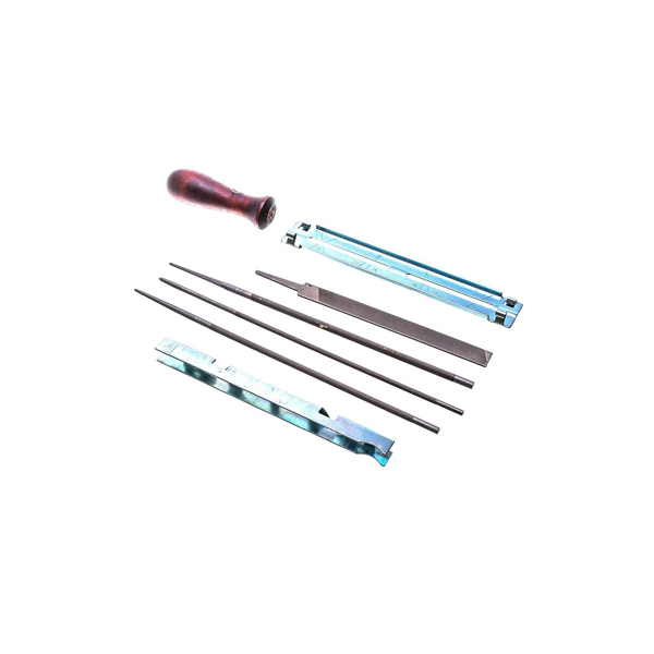 Sada na údržbu vodících lišt ostření pilových řetězů motorových elektrických a aku pil