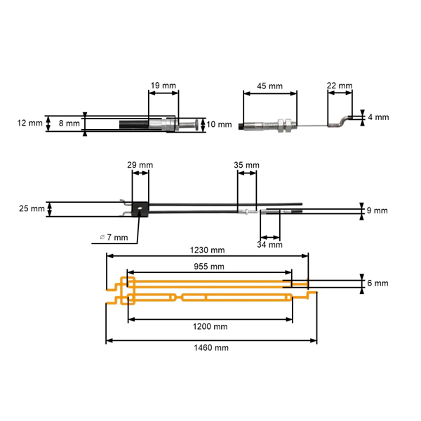 Set kompletních lanek pohonu kol zapínání a vypínání motoru pro Čínské motorové sekačky a sekačky z hobbymarketů NAC GGP (OEM S510)
