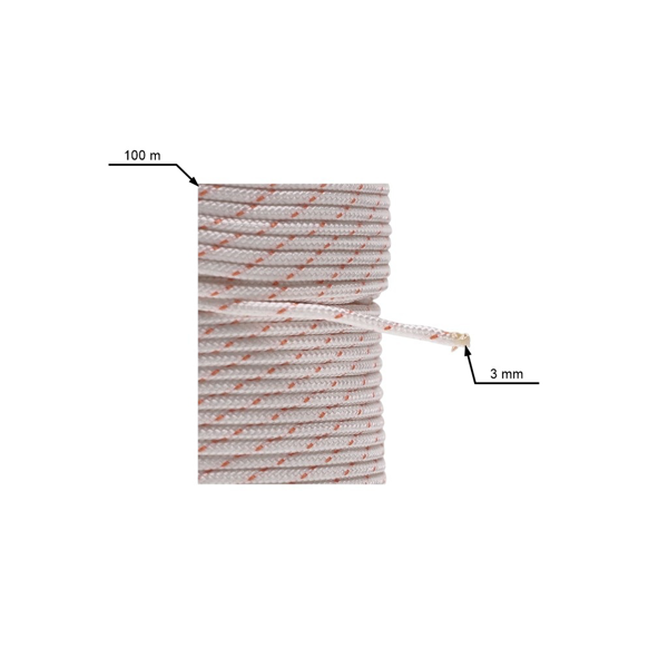 Startovací lanko 3,0 mm x 100 m pro motorové pily křovinořezy postřikovače a další zahradní techniku