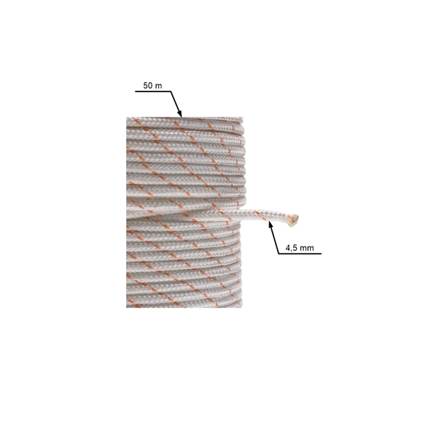 Startovací lanko 4,5 mm x 50 m pro motorové pily křovinořezy postřikovače a další zahradní techniku