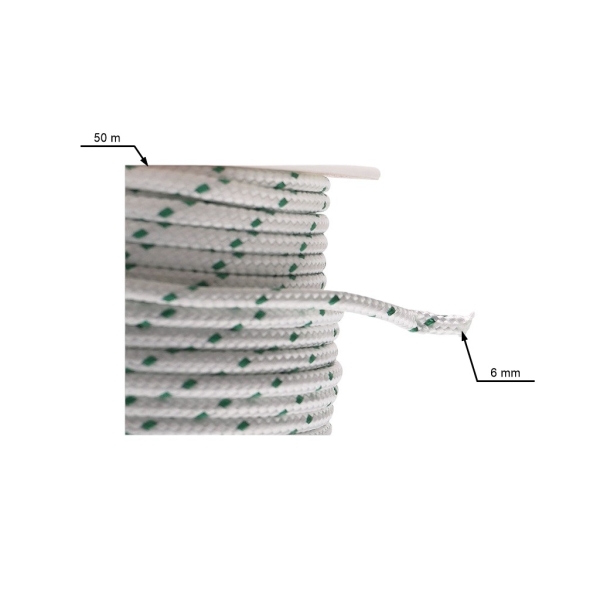 Štartovacie lanko 50 m x 6,0 mm pre motorové píly, krovinorezy, motorové kosačky a iné záhradné zariadenia
