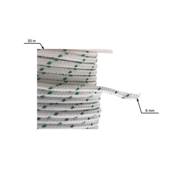 Štartovacie lanko 50 m x 6,0 mm pre motorové píly, krovinorezy, motorové kosačky a iné záhradné zariadenia