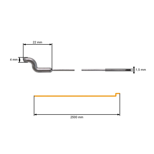 Univerzálne lanko z nehrdzavejúcej ocele 2500 mm typ Z