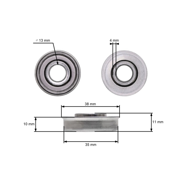 Univerzální ložisko kola pro motorové a elektrické sekačky 35 mm x 11,0 mm x 12,8 mm