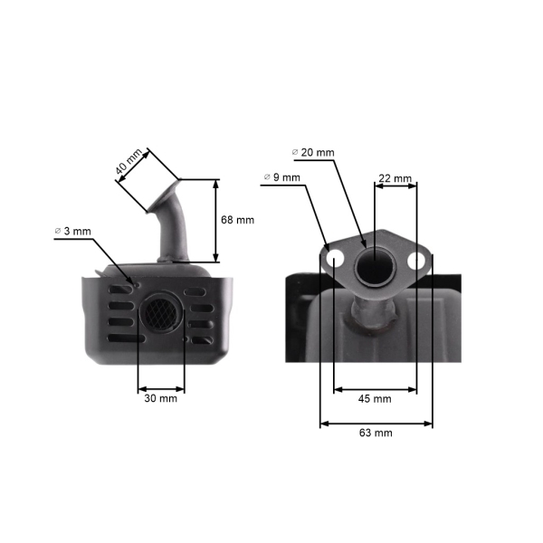Výfuk typ 2 pro motory Honda GX110 GX120 GX140 GX160 Zongshen 168FB (OEM 18300-ZE1-900 18310ZF1000 18310-ZE1-000 18310-ZE1-010 18310-ZF1-000)