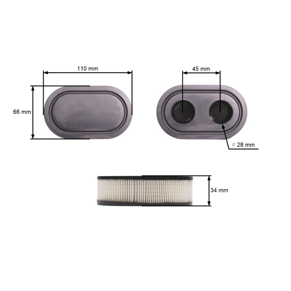 Vzduchový filtr pro motory Briggs & Stratton Serie 500 500E 550E 550EX (OEM 593260 798452)
