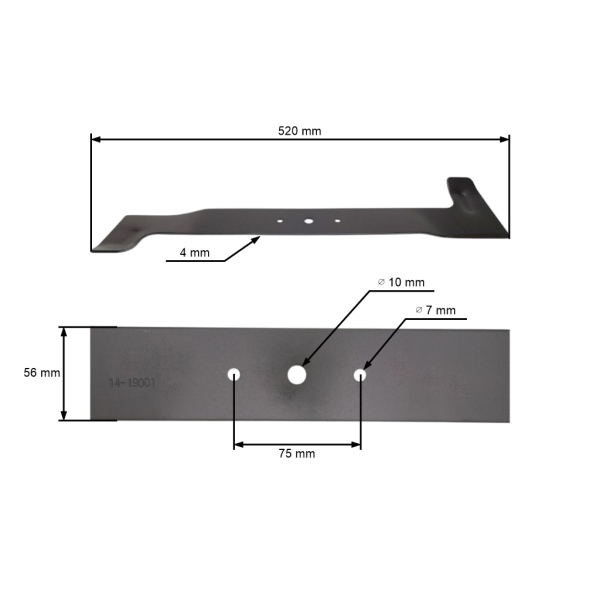 Žací nôž 52 cm (20") ľavý pre záhradné traktory AGS Axxom Oleo-Mac Viking Karsit Starjet Agrojet (OEM 532-0-5042-253-3 SG532050422533 6124 702 0105 050590030)