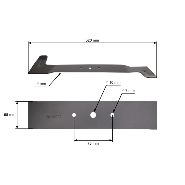 Žací nôž 52 cm (20") pravý pre záhradné traktory Oleo-Mac Viking Karsit Starjet Agrojet (OEM 532-050-422-543 532-0-5042-254-3 SG532050422543 61247020106 050590031)