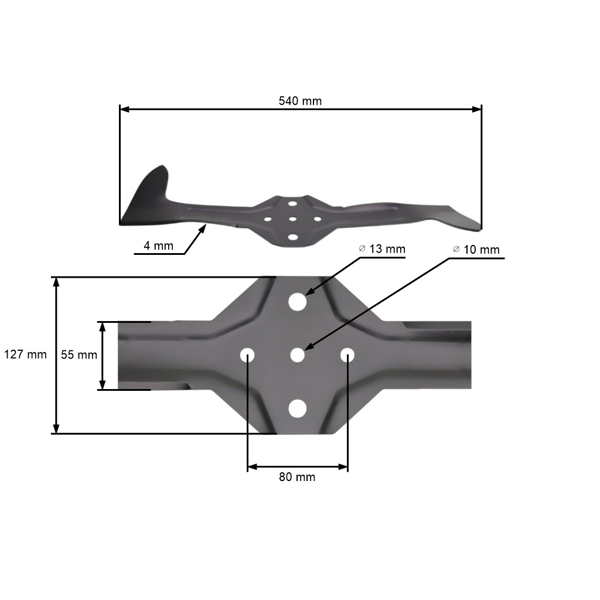 Žací nôž 54 cm (21") pravý pre záhradné traktory Husqvarna Jonsered Partner McCulloch Poulan Craftsman (OEM 532180425)