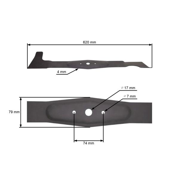 Žací nôž 62 cm (24") pravý pre záhradné traktory Efco EF124 Oleomac OM124 AGS Herkules Axxom Karsit Agrojet (OEM 532050422593 532-050-422-593 532.050.422.593A)