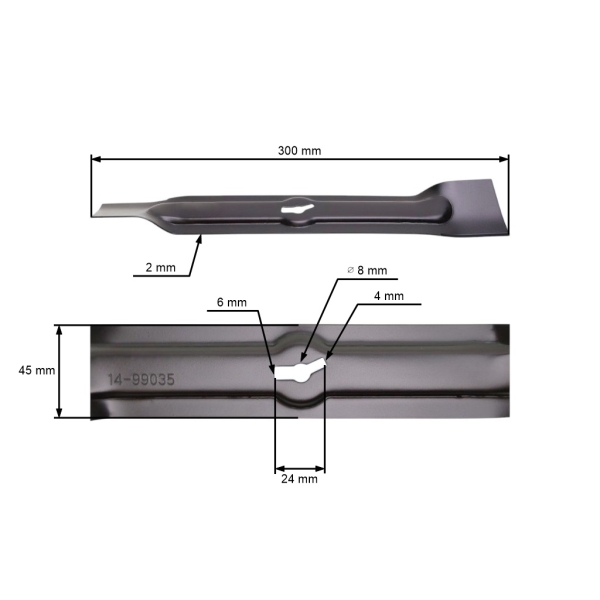 Žací nůž 30 cm (12") pro elektrické sekačky GO-ON Einhell Centralpark Basic Grizzly Castorama (OEM 3405600 340024001021 GD21BX.00.02)