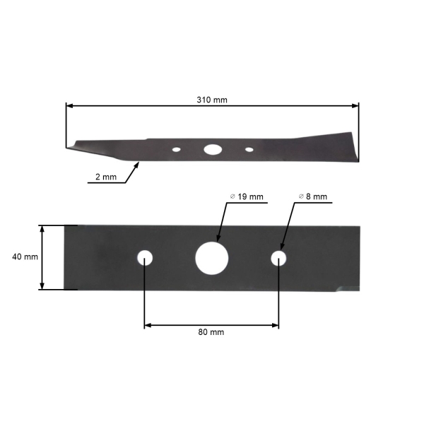 Žací nůž 31 cm (12") pro elektrické sekačky Kabit Irys Einhell Royal 800E Royal 1300E (OEM 3015000)
