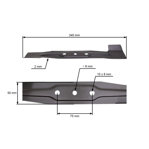 Žací nůž 34 cm (13") pro elektrické sekačky Leroymerlin Sterwins 340-EP-3 (OEM 45267803 26300297601)