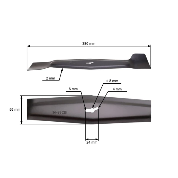 Žací nůž 38 cm (15") pro elektrické sekačky Castorama Einhell Lux Obi (OEM 3405605 618817 2741775 GM01BX.A0.07)