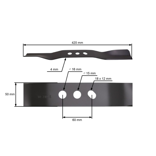Žací nůž 42 cm (16") pro Čínské motorové sekačky a sekačky z hobbymarketů NAC